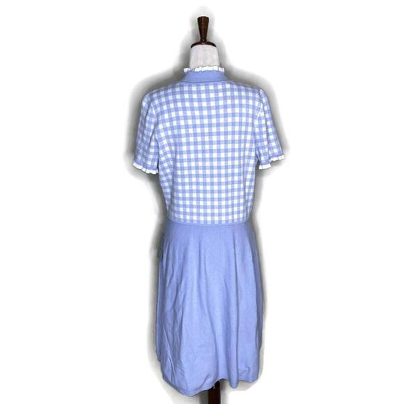 Nordstrom 1901 Blue Gingham Short Sleeve A Line Knee Length Dress Stretch NWT XL - Picture 3 of 6